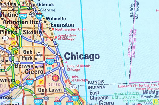 Map of Chicago Map Series illinois photos stock pictures, royalty-free photos & images