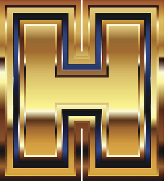 골든 서체가 알파벳 h - letter h alphabet metal three dimensional shape stock illustrations