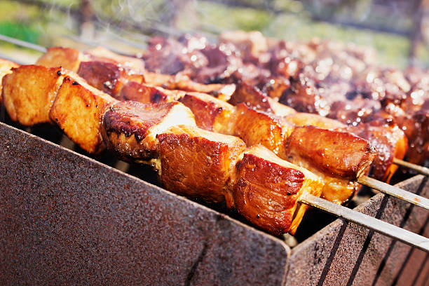 istock shish kebab on metal skewers 505234250