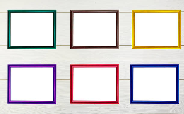 istock Set of colorful wooden frames on background 505234707