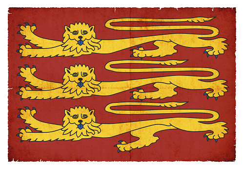 Historic Royal Banner of King Richard I (England) created in grunge style