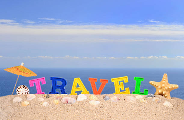 istock Travel letters on a beach sand 505237062
