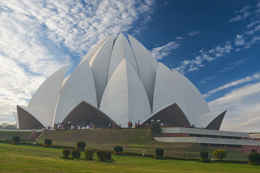 The Lotus Temple, located in New Delhi, India, is a Bahai House of Worship