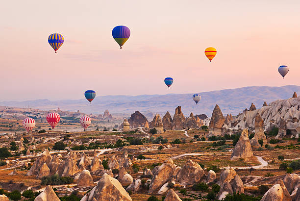 istock Hot air balloon flying over Cappadocia Turkey 505237638