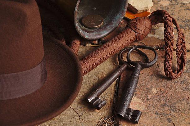 Fedora hat, bullwhip and relics