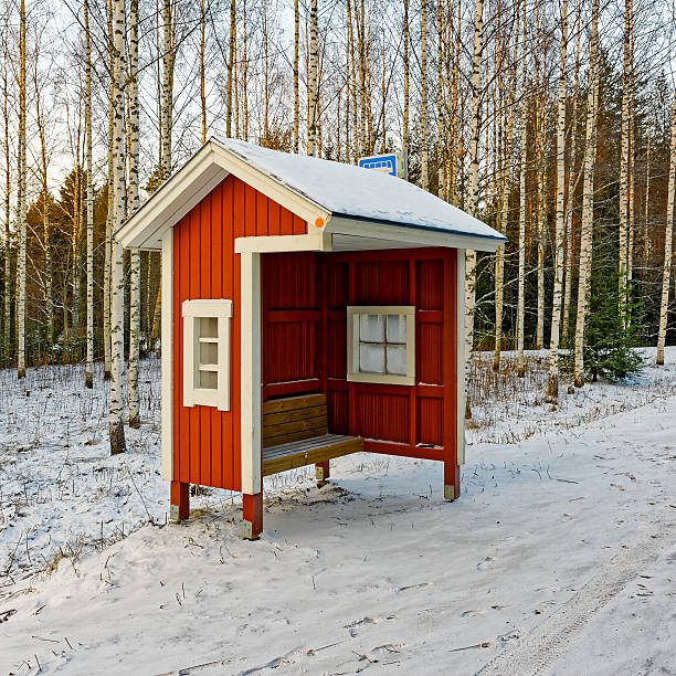 istock Roadside bus stop on rural road 505240774