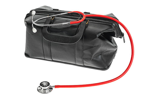 istock Doctor's bag  and stethoscope on a white background 505240788