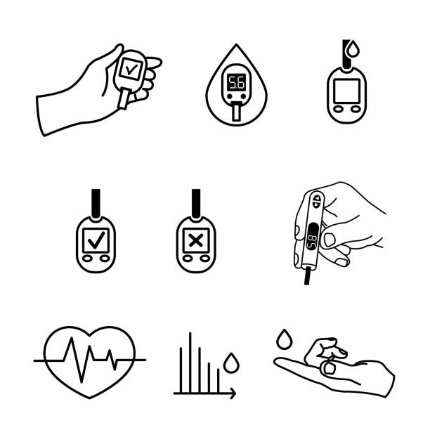 diabetes icons vector - glükomere stock illustrations