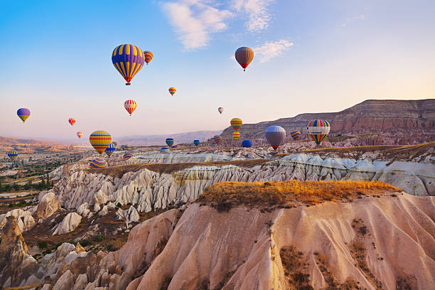 istock Hot air balloon flying over Cappadocia Turkey 505242162
