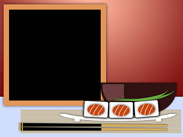 Traditional Japanese cuisine and menu board