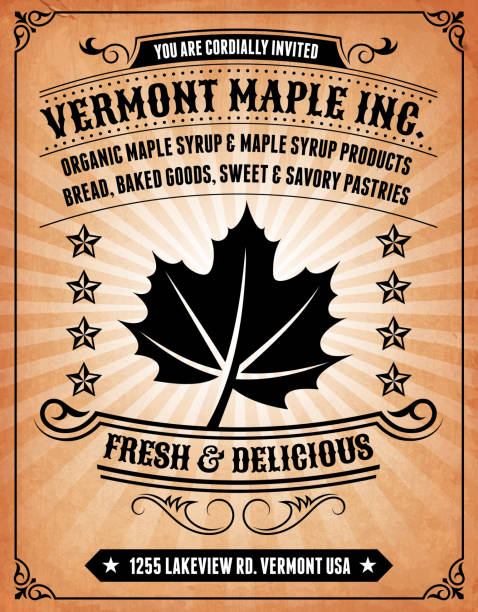 maple produktów zaproszenie w wektor tle plakatu royalty-free - vermont stock illustrations