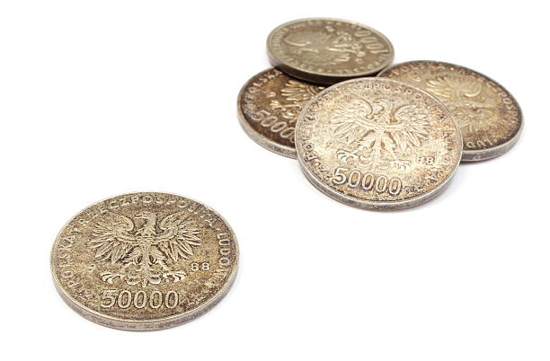 istock Old polish coins collection isolated on white background 505248717