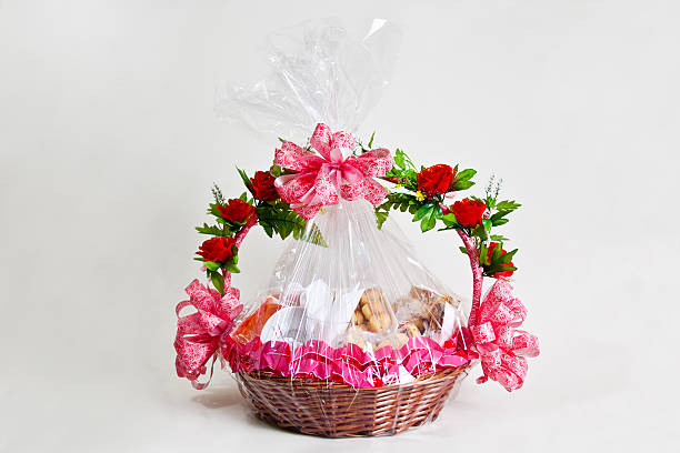 Breakfast basket gift stock photo