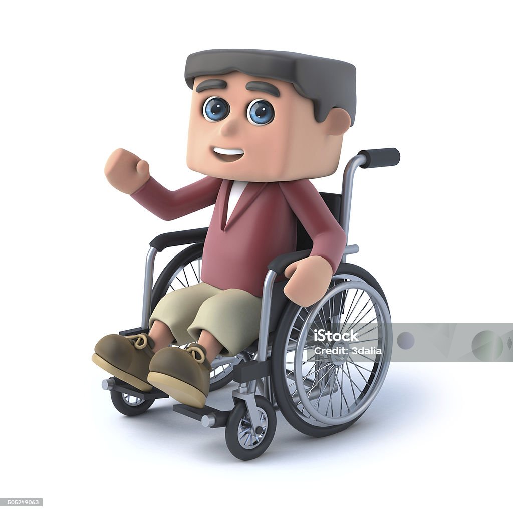 3 d Menino em cadeira de rodas, Acenando Olá - Royalty-free Cadeira de Rodas Foto de stock