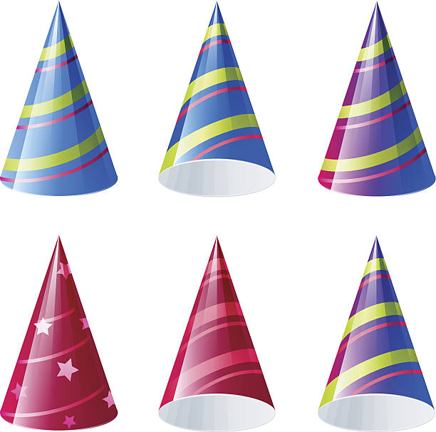 korony - party hat hat white background blue stock illustrations