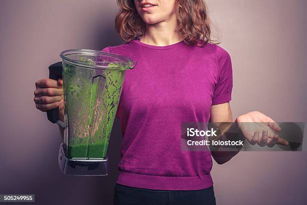 Young Woman With Green Smoothie Stock Photo - Download Image Now - Adult, Adults Only, Beauty