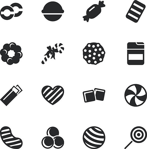 candy sylwetka ikony zestaw 4 / - taffy stock illustrations