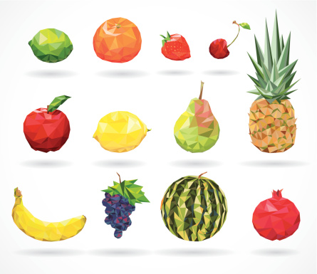 Fruit Low-poly style for design