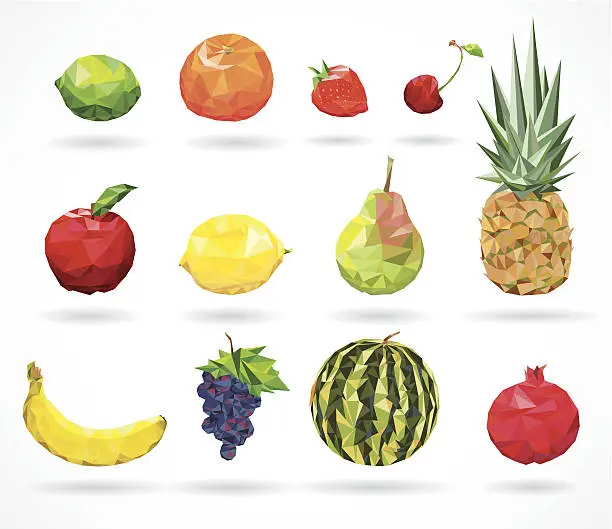 Vector illustration of Fruit Low-poly style