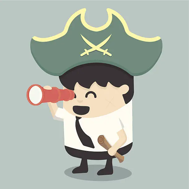 Vector illustration of businessman Pirates  the Hunt