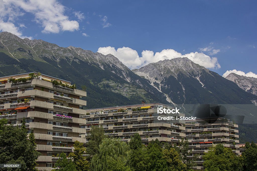 Innsbruck River side of Innsbruck high Alps Austria Architecture Stock Photo