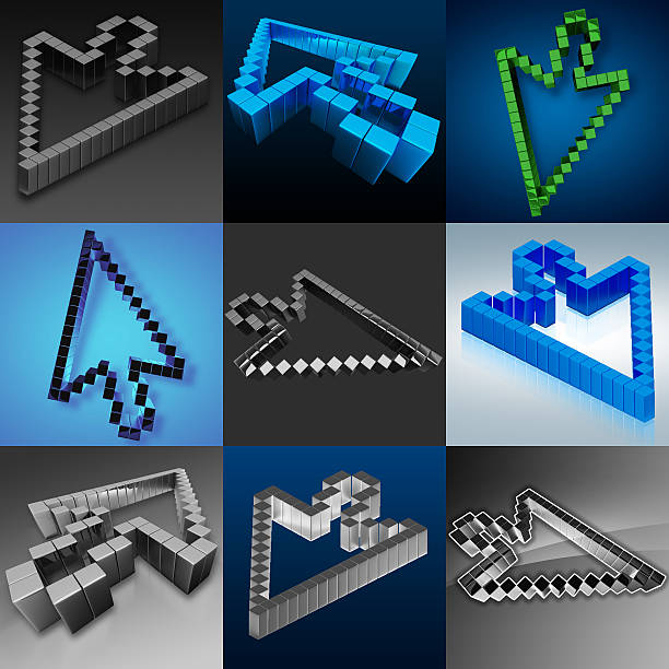 Cursors mix in 3d stock photo