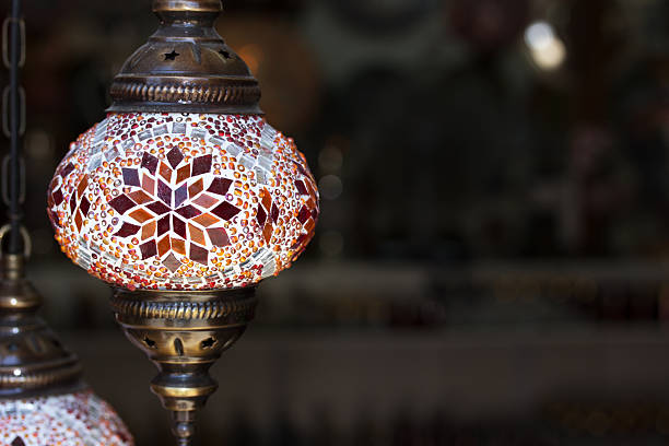 istock retro lantern with colored glass in East style 505254365