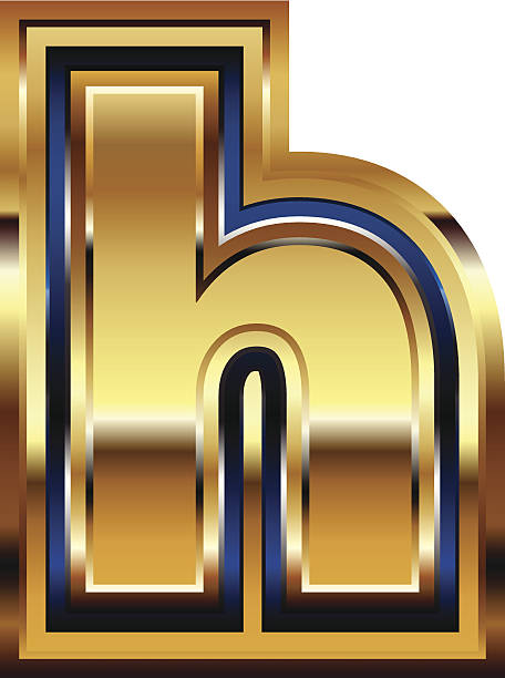 골든 서체가 알파벳 h - letter h alphabet metal three dimensional shape stock illustrations