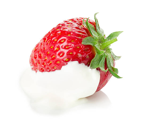istock strawberry with cream isolated on the white background 505255127
