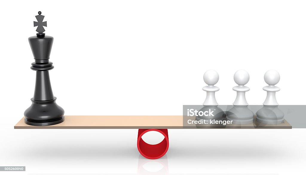 Chessmen on scales. The rivalry concept Chessmen on scales. The rivalry concept. 3D Rendering Currency Stock Photo