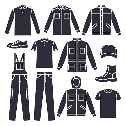 Collection of Men's Clothes and accessories. Vector icons