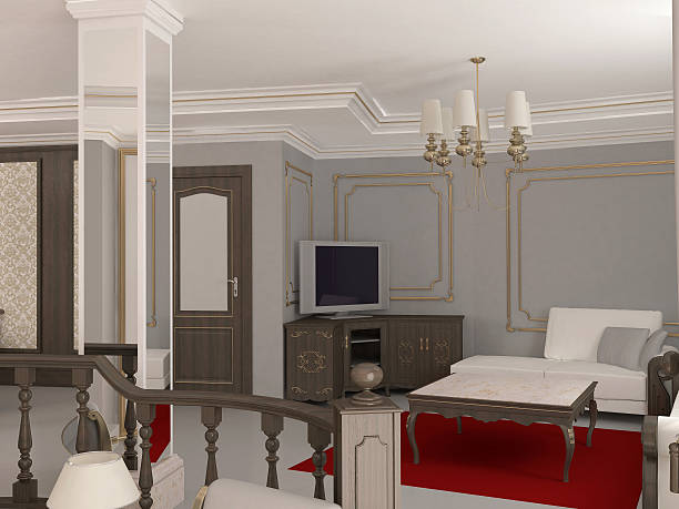 istock 3d rendering of a living room interior design 505262068