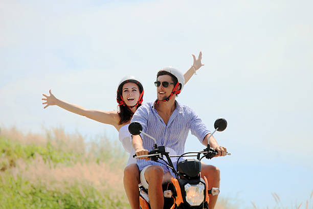 istock Happy couple on a scooter 505262482