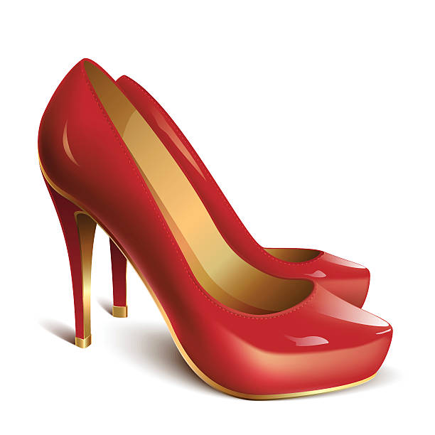 ilustrações, clipart, desenhos animados e ícones de mulher sapatos vermelhos - shoe high heels tall women