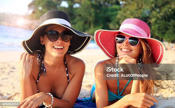 Women With Sunhats Stock Photo - Download Image Now - Beach, Beautiful Woman, Summer