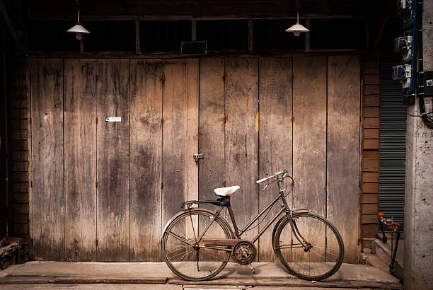 istock Retro bicycle in old and peaceful town 505263766