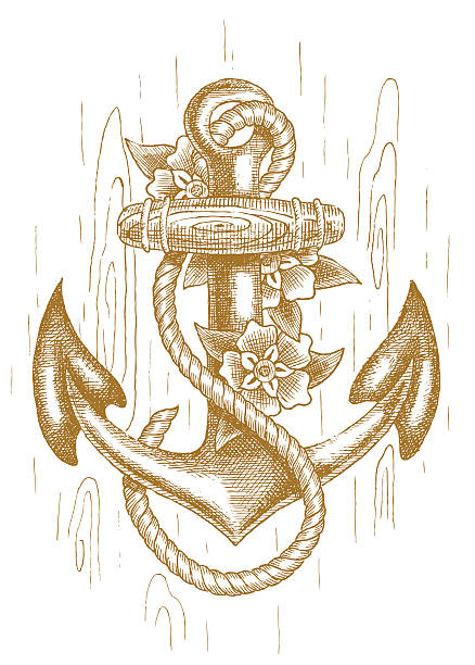 illustrations, cliparts, dessins animés et icônes de mer avec la corde et d'ancre fleurs dessinés à la main - sea storm lighthouse rough