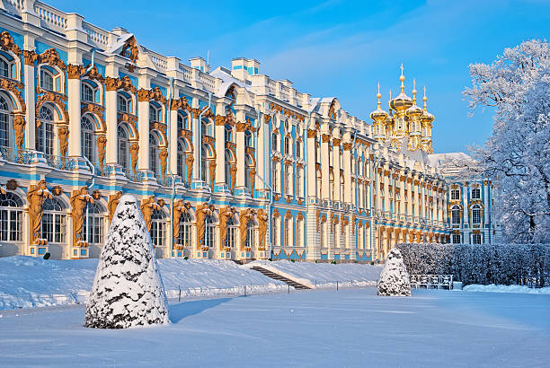 tsarskoye selo (푸시킨). 러시아. 이 catherine palace 및 공원 - catherine palace 뉴스 사진 이미지