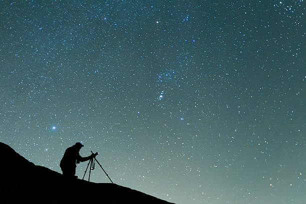 istock photographer shooting the starry sky seen from Meteora, Greece 505269026