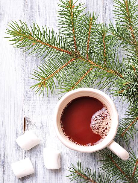 istock chocolate or cocoa drink with marshmallows in a Christmas cup 505269224