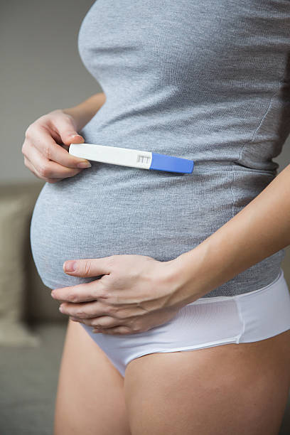 istock Beautiful pregnant brunette in underwear 505272024