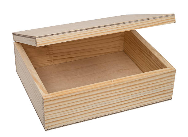 istock Haft-open raw wooden box for small items. 505273482