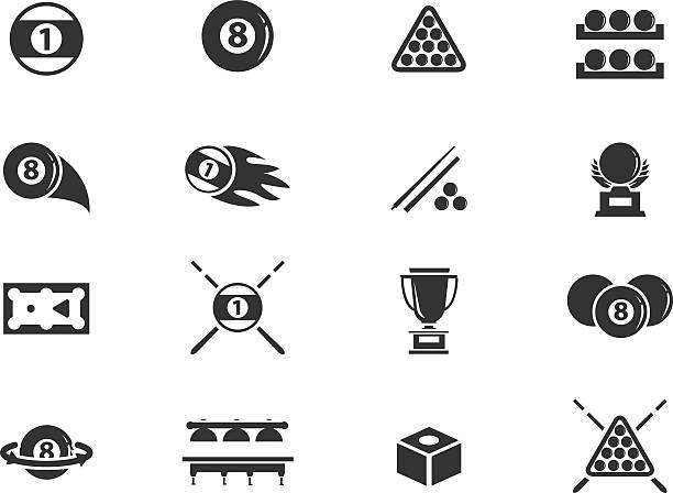 ilustraciones, imágenes clip art, dibujos animados e iconos de stock de conjunto de iconos de billar - snooker