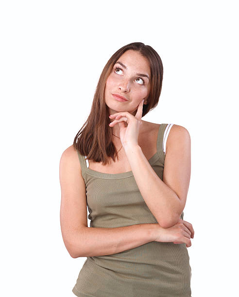 istock Young woman standing, isolated on white background 505274272