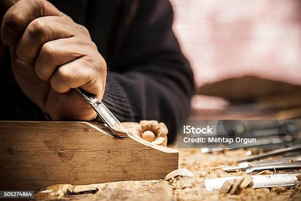 Engraver Wood Working Stock Photo - Download Image Now - Wood - Material, Carpenter, Carving - Craft Activity