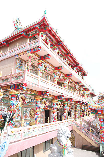 istock Chinese temple in art sculpture for interior background. 505282083