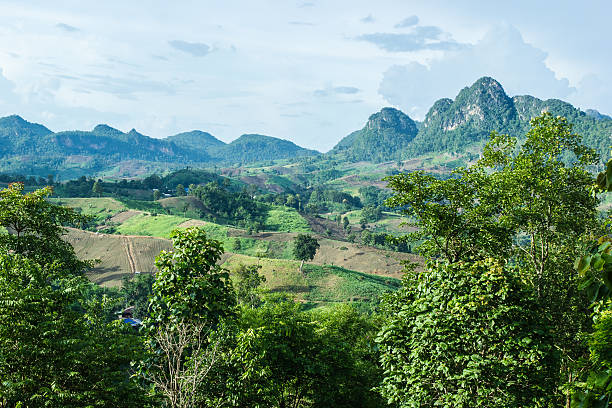istock Evening in a mountain village. Rural landscape. 505282089