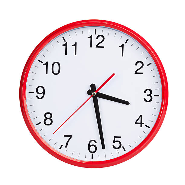 istock Half of the fourth on a round clock face 505286729
