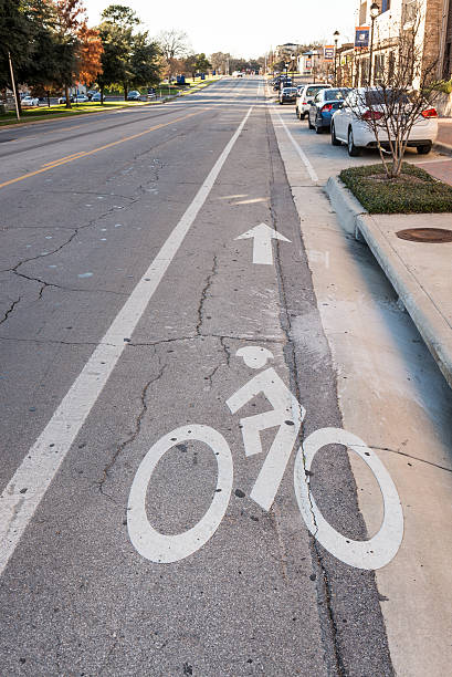 istock bicycle sign on bicycle lane 505289402