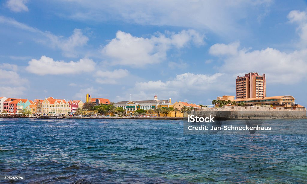 View from the sea on Willemstad - Curacao Amsterdam Stock Photo